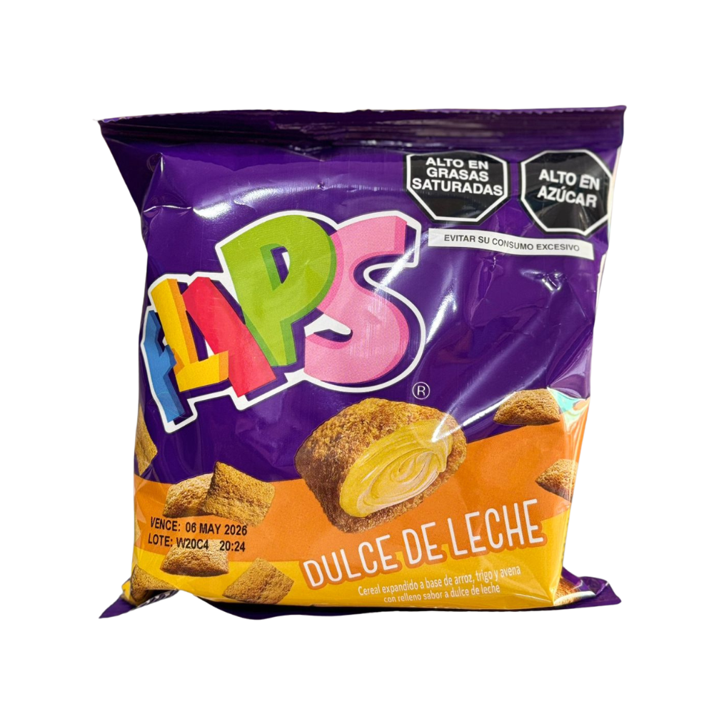 Flips dulce de leche snack dulce relleno