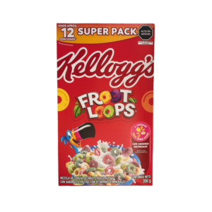 Cereal de aros de colores con sabor frutal, ideal para el desayuno.