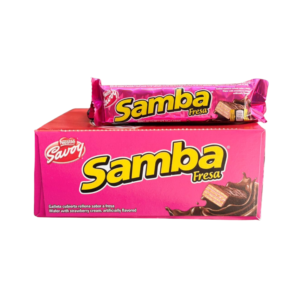 Samba fresa chocolate relleno con sabor a fresa